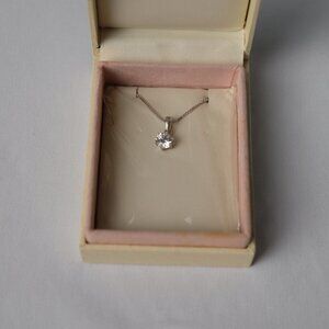 925 Sterling Silver Round CZ Pendant Necklace
